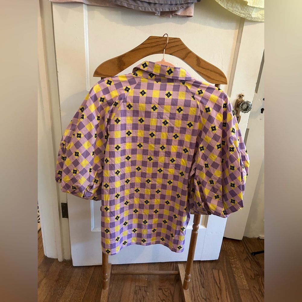 Purple and Yellow Checkered Women's Top by Beulah - Picture 5 of 5
